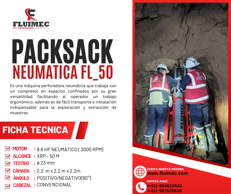 PERFORADORA NEUMATICA FL-50 MAQUINA VERSATIL PARA ROCA FRACTURADAS